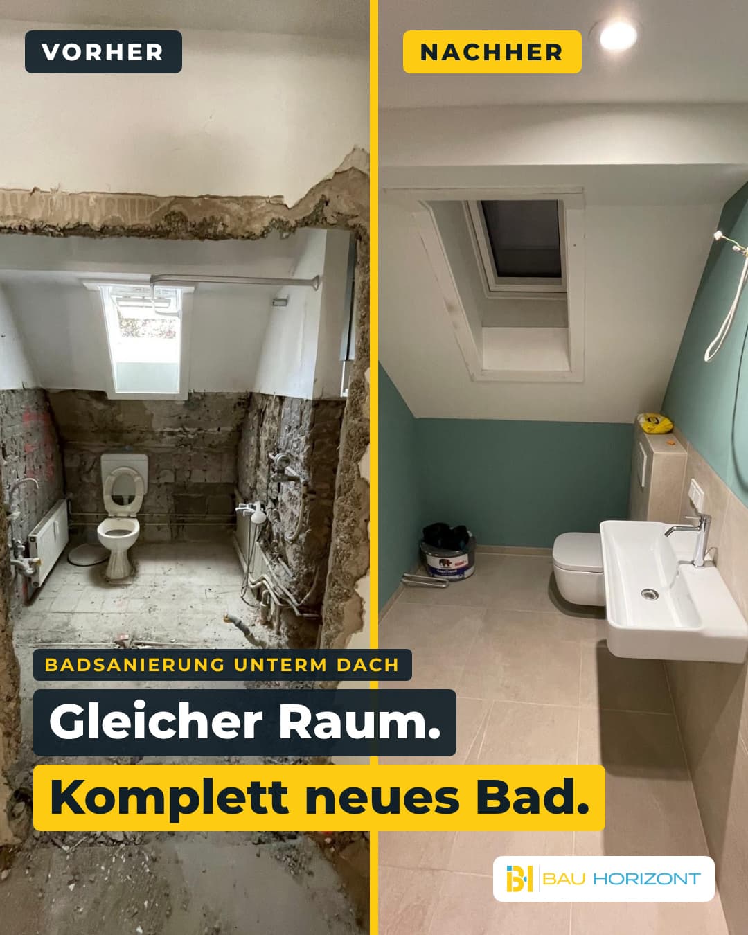 Vorher-Nachher: Badsanierung Bauhorizont